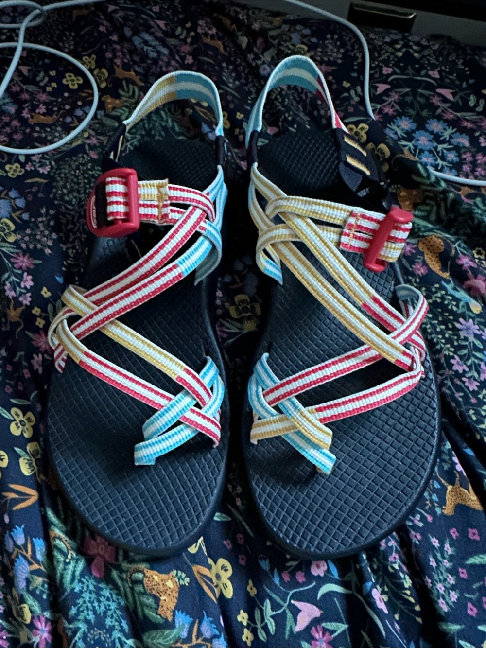 Chaco ZX Adjustable Sandal Size 8 Red/Blue/Yellow 2-Strap